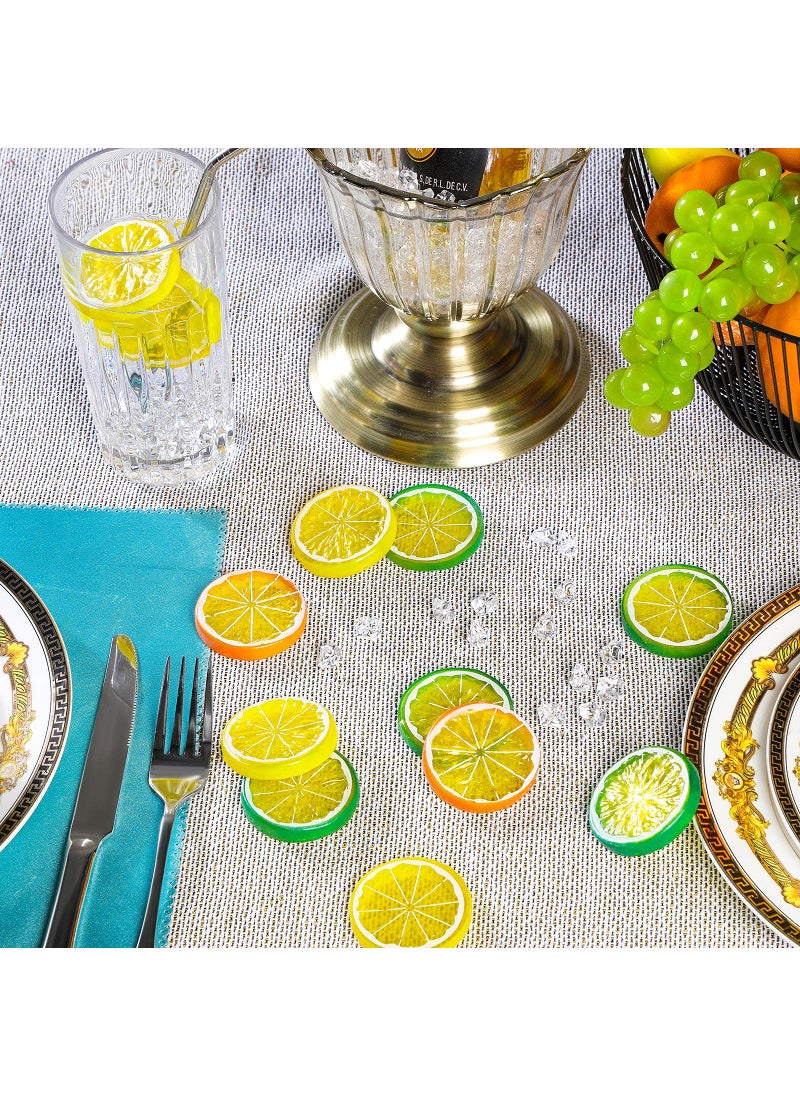 Canlierr 300 Pieces Clear Fake Crushed Ice Cubes Rocks and 20 Pieces Simulation Lemon Slices  Artificial Fruits and Acrylic Diamonds Clear Ice for Vase Fillers Table Centerpiece Decor Wedding (2 x 0.4 Inch)  - Image 4