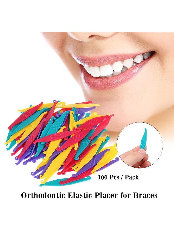 Generic - 100 Pcs Orthodontic Elastic Placer for Braces Disposable Elastic Rubber Band Placers Mix Color - Image 1