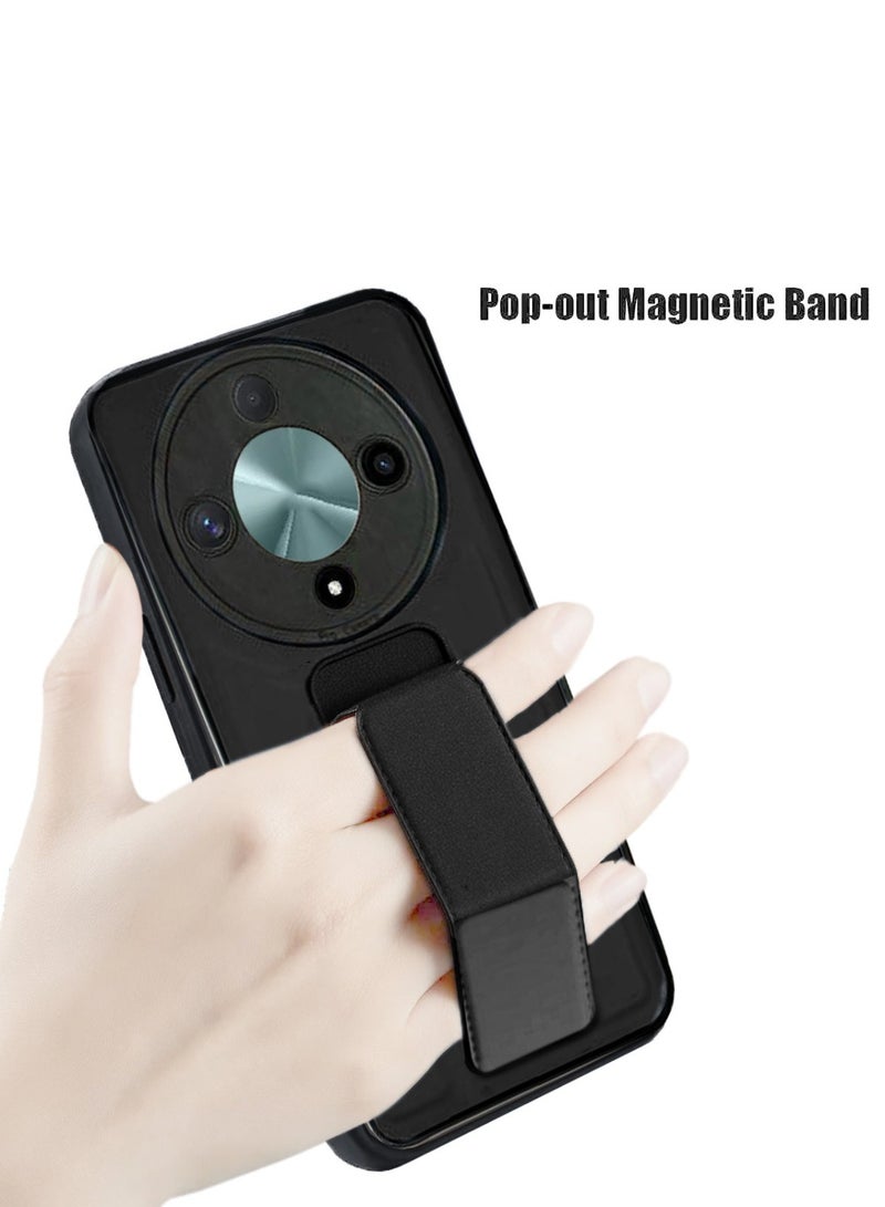 Techie غطاء خلفي أنيق من TPU سيليكون مع مقبض يد مغناطيسي وآلية دعم لهاتف Honor X9b - أسود - Image 5