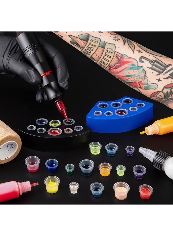 GCTWFYK Tattoo Ink Caps Kit, 500 PCS SML Mixed Size Tattoo Ink Cups with 2 Ink Cap Holders, Disposable Plastic Pigment Caps for Tattooing Set Tatoo Supplies Accessories - Image 3