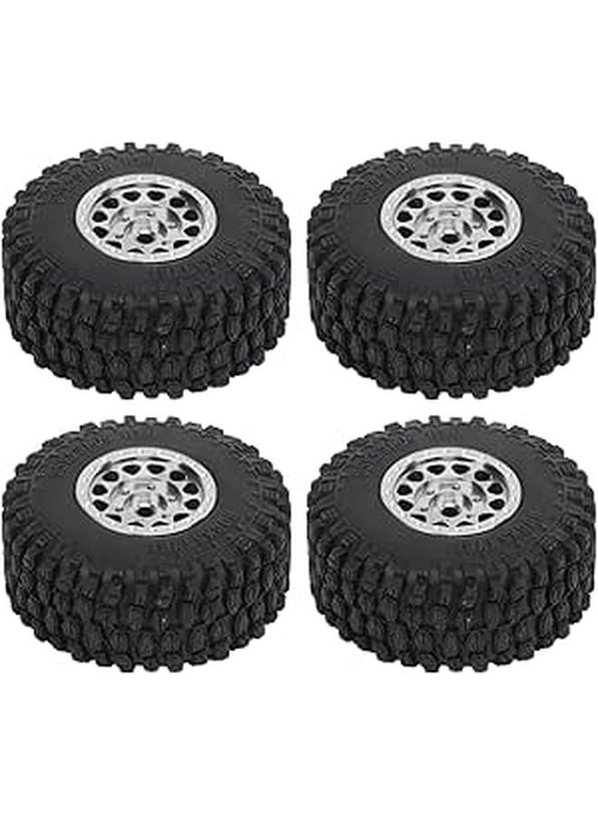 Silver 4 PCS Aluminum Alloy Wheels And Tires For 1 18 Scale RC Car - Image 1