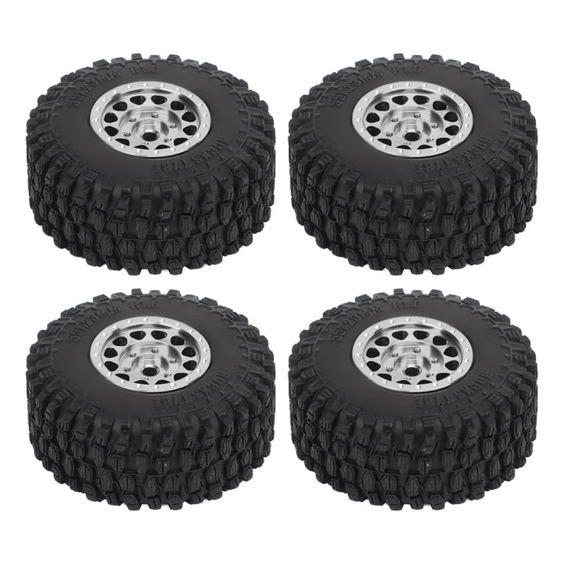 Silver 4 PCS Aluminum Alloy Wheels And Tires For 1 18 Scale RC Car - Image 2