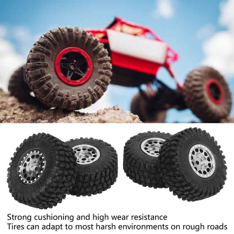 Silver 4 PCS Aluminum Alloy Wheels And Tires For 1 18 Scale RC Car - Image 3
