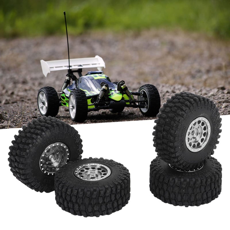 Silver 4 PCS Aluminum Alloy Wheels And Tires For 1 18 Scale RC Car - Image 5