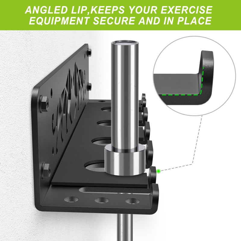 Kipika Versatile Wall Mounted Barbell Holder with 7-Hooks Storage Rack for 4 Barbell Bars Holds Under 33mm Bar Size and Fitness Accessories Space-Efficient Gym Organization for Home & Commercial Use - Image 5