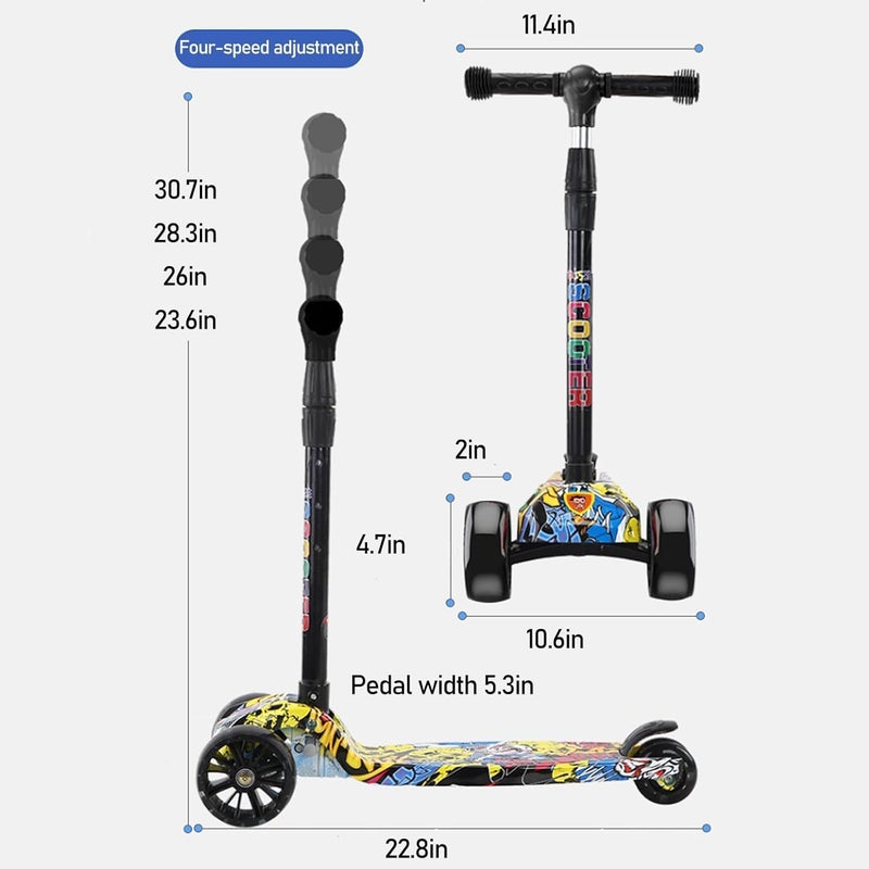 Ssonlun Kids Scooter for Age 3-12, Toddler Scooter with 4 Adjustable Heights, Light Up 3-Wheels Scooter, Shock Absorption Design, Lean to Steer, Balance Training Scooter for Kids - Image 4