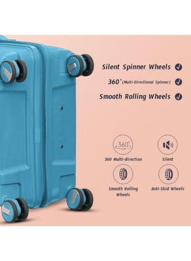 Hard Shell Polypropylene Luggage Set 3 Pieces with 360 Degree Double Wheels, Lightweight Travel Suitcases with Combination Lock for Business and Family Trips - Image 5