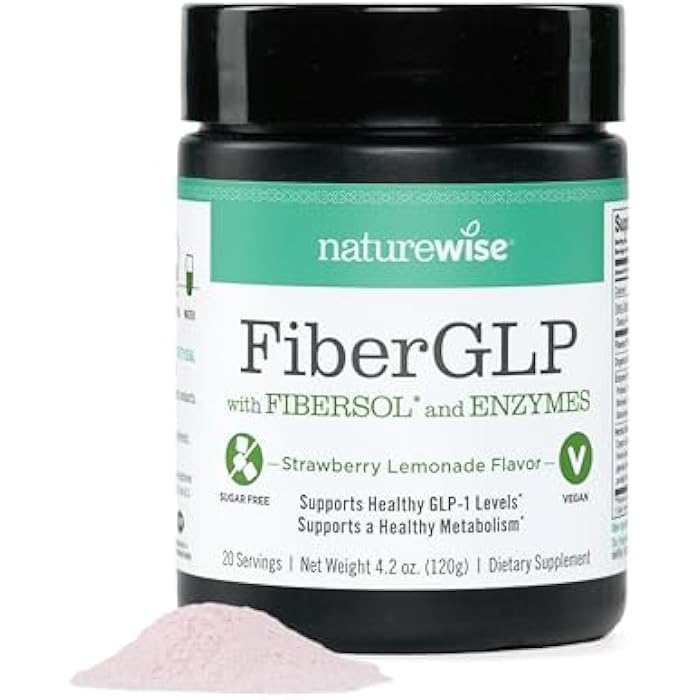 NatureWise نيتشر وايز فايبر جي ال بي - مكمل عالي الألياف للنساء والرجال - بروبيوتيك + إنزيمات - دعم الوزن والانتفاخ - صحة الجهاز الهضمي والأمعاء - مشروب مسحوق الألياف - نباتي، خالي من السكر - 4 أوقية [20 حصة] - Image 1