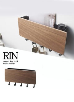 INSENSE Porch solid wood storage box, key storage box, wall hook solid wood storage hook, wooden clothes hook, porch sundries hanger  - Image 2