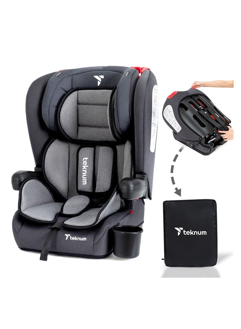 TEKNUM Pack and Go Foldable Car Seat With  Ace Diaper Bag - Grey - Image 2