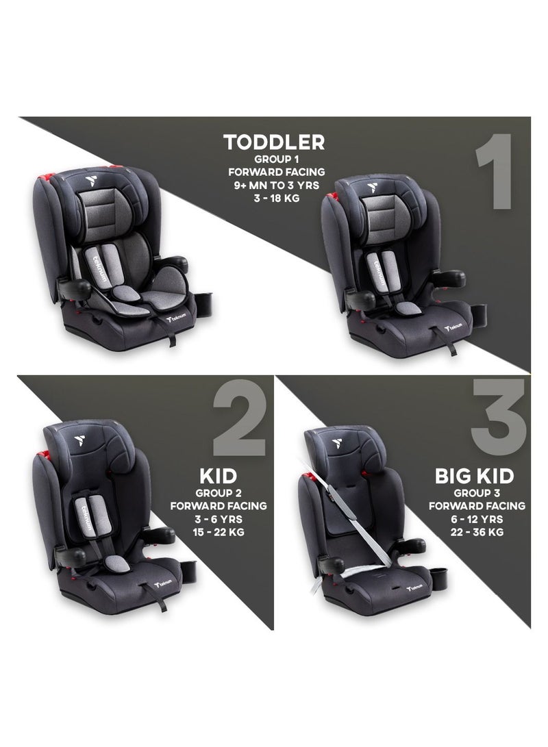 TEKNUM Pack and Go Foldable Car Seat With  Ace Diaper Bag - Grey - Image 5
