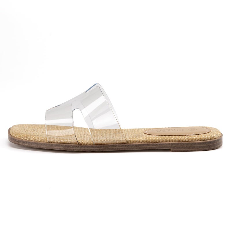 Rihero Women's Dressy Flat Sandals Comfortable Slip On Leather Slide Clear Sandals - Image 4