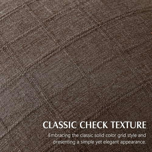Foindtower Set of 2 Decorative Linen Check Throw Pillow Covers Neutral Farmhouse Vintage Cushion Covers Modern Boho Home Decor for Sofa Chair Couch Bedroom Living Room1818 InchDark Brown - Image 3