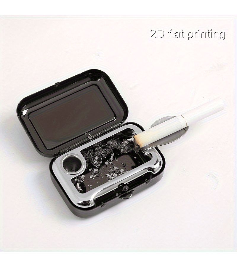 1pc Leopard Print Portable Ashtray Small Square Multifunctional Metal Box Stylish for Men Suitable for Both Thick And Thin Cigarettes Perfect for Outdoor Use Pocket Sized Car Ashtray for Women Black - Image 2