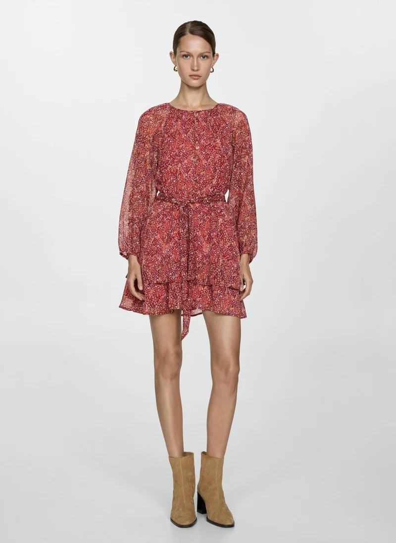 مانجو Short Floral-Print Dress