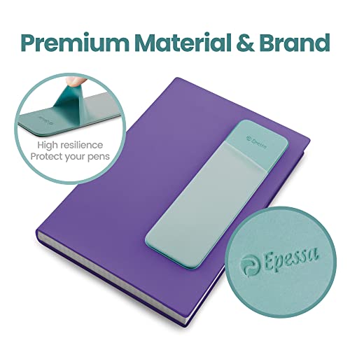 Epessa Stick-On Pen Holder for Notebook, Adhesive Pencil Sleeve Pouch for Hardcover Journals, Planners, Notebooks, Reusable Pen Pocket Organizer Easy to Remove (Green) - Image 3