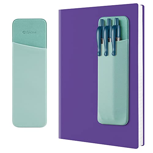 Epessa Stick-On Pen Holder for Notebook, Adhesive Pencil Sleeve Pouch for Hardcover Journals, Planners, Notebooks, Reusable Pen Pocket Organizer Easy to Remove (Green) - Image 1