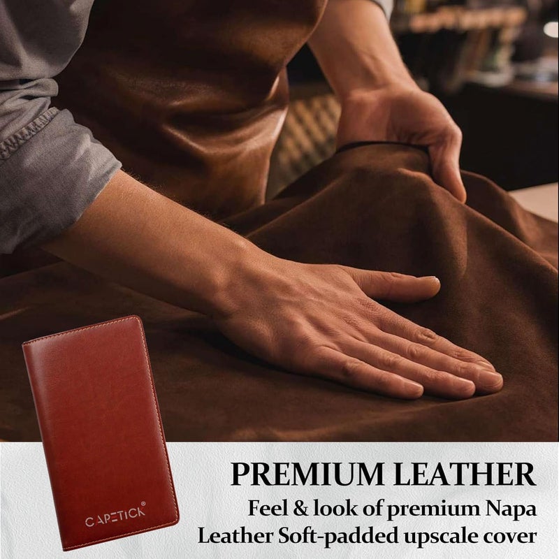 CareTick Business Card Holder Book, 240 Card Capacity, Soft PU Leather Name Card Organizer with 120 Pockets, Business and Credit Card Album for Office (Brown, Soft Leather) - Image 3