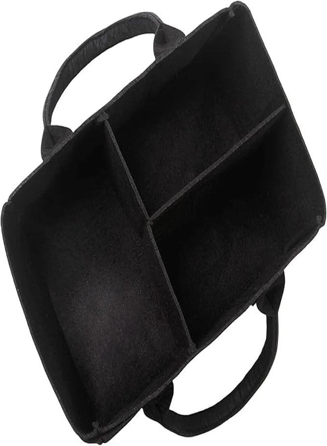 RENVA Black Felt Storage Caddy, Divided Design To Keep Diapers, Wipes And Changing Items Organized, WITH Two Handles - Image 5