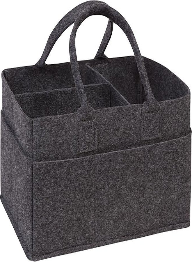 RENVA Black Felt Storage Caddy, Divided Design To Keep Diapers, Wipes And Changing Items Organized, WITH Two Handles - Image 3