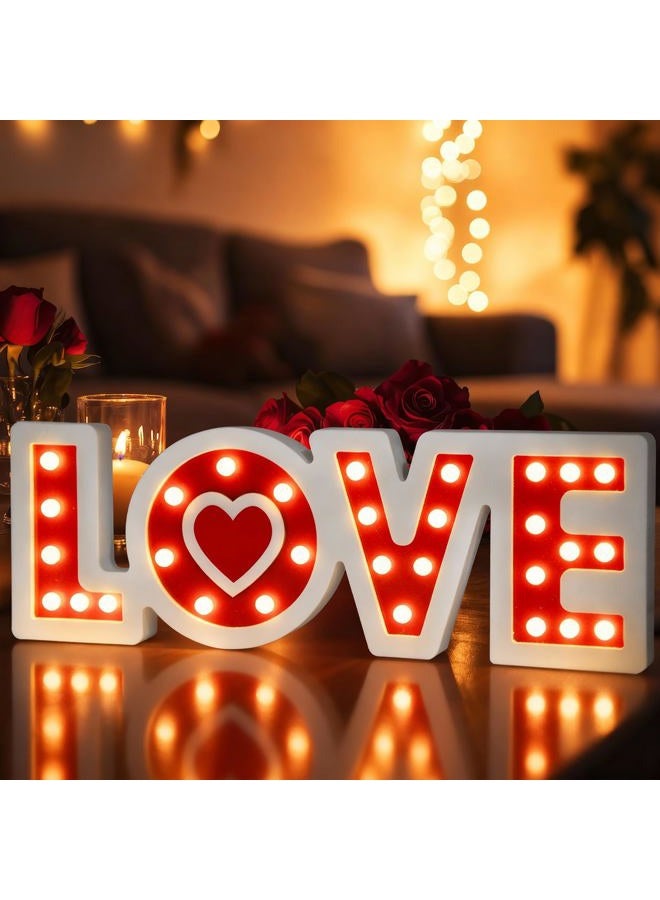Craflox Valentine's Day Decorations, Wooden Valentine's Day Love Marquee Letters, Red Love Sign for Battery Operated LED Light up, Valentines Decorations for Home, Romantic Wedding Decor, Valentines - Image 1