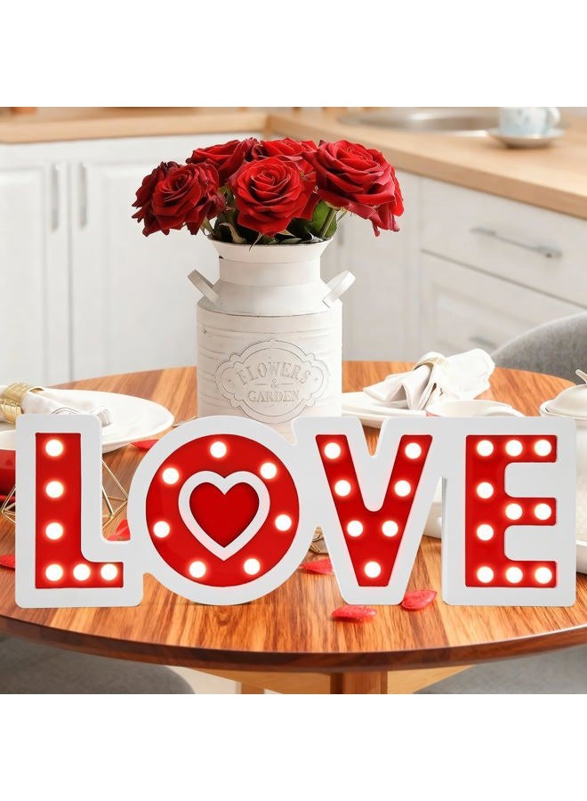 Craflox Valentine's Day Decorations, Wooden Valentine's Day Love Marquee Letters, Red Love Sign for Battery Operated LED Light up, Valentines Decorations for Home, Romantic Wedding Decor, Valentines - Image 2