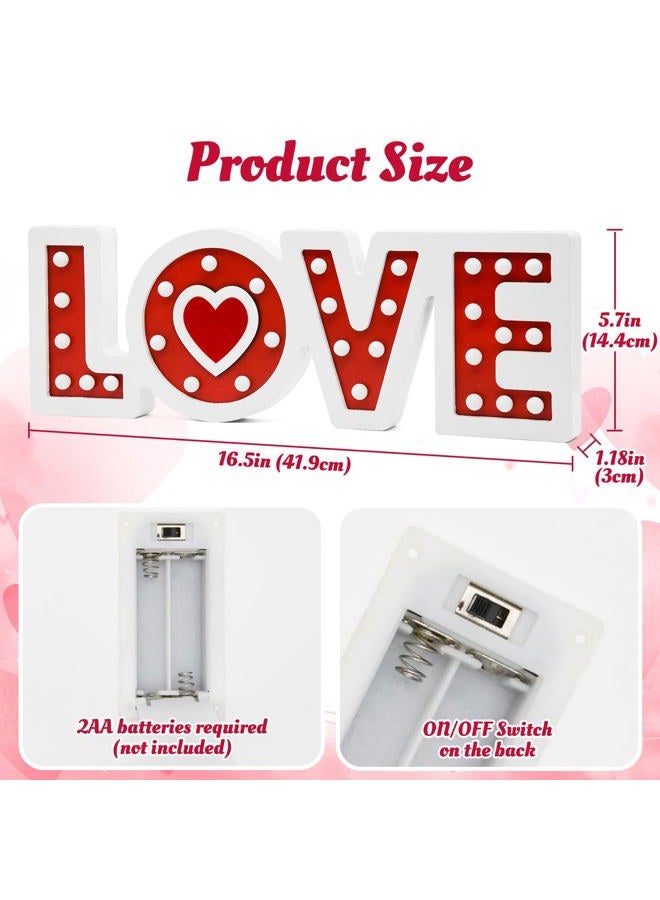 Craflox Valentine's Day Decorations, Wooden Valentine's Day Love Marquee Letters, Red Love Sign for Battery Operated LED Light up, Valentines Decorations for Home, Romantic Wedding Decor, Valentines - Image 3