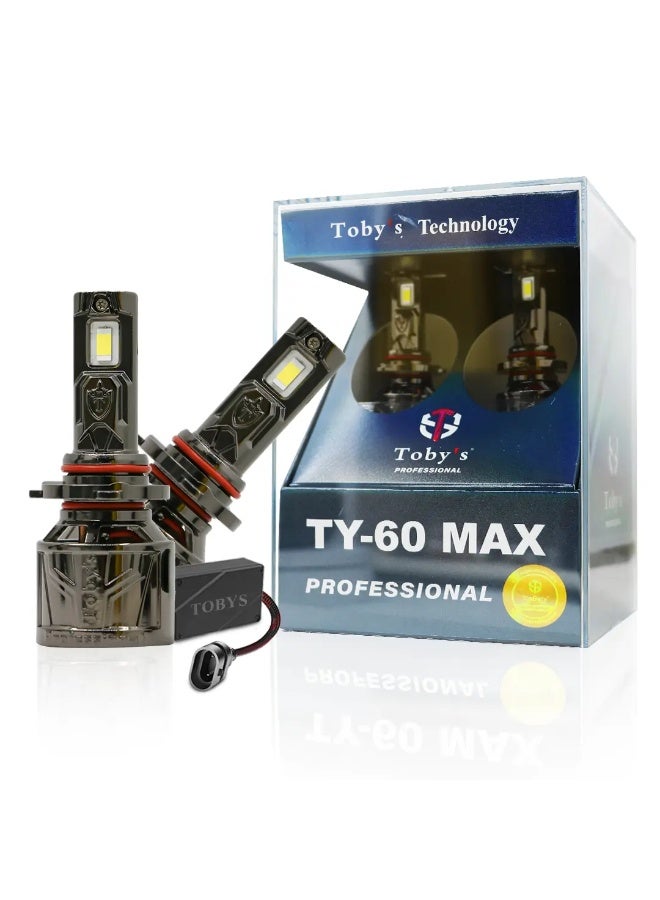 توبيز لمبات مصابيح أمامية LED للسيارة من Tobys TY60 MAX، قطعتان، تم اختبارها، بقوة 60 واط و6000 لومن، بدرجة حرارة لون 6500 كلفن - 9005 - Image 1