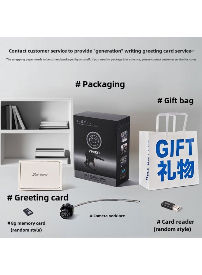 Mini Mini Small Camera Paraphernalia Photographable HD Pixel Student Party Campus Special Ccd Female-Color: Camera + Necklace + 8g Memory Card + Card Reader (can Be Transferred To Mobile Phones And Videos)  - Image 1