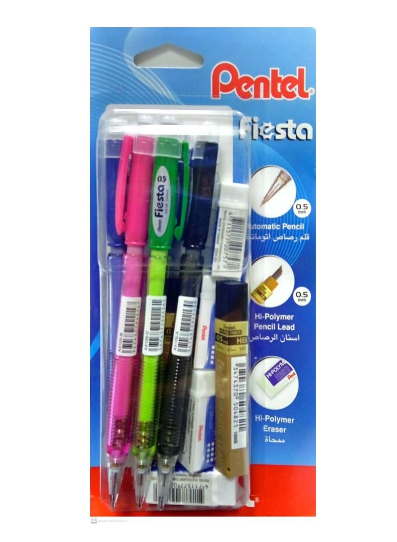 Pentel Fiesta Mechanical Pencil, Lead And Eraser Set OF 11-Piece - Image 1