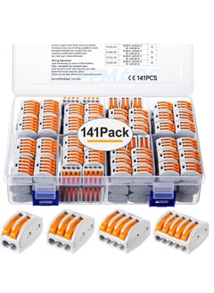 KASTWAVE 141Pcs Lever Wire Connectors, Compact Splicing Conductor Connector for Solid Stranded Flexible Wires 28-12 AWG Orange  - Image 1
