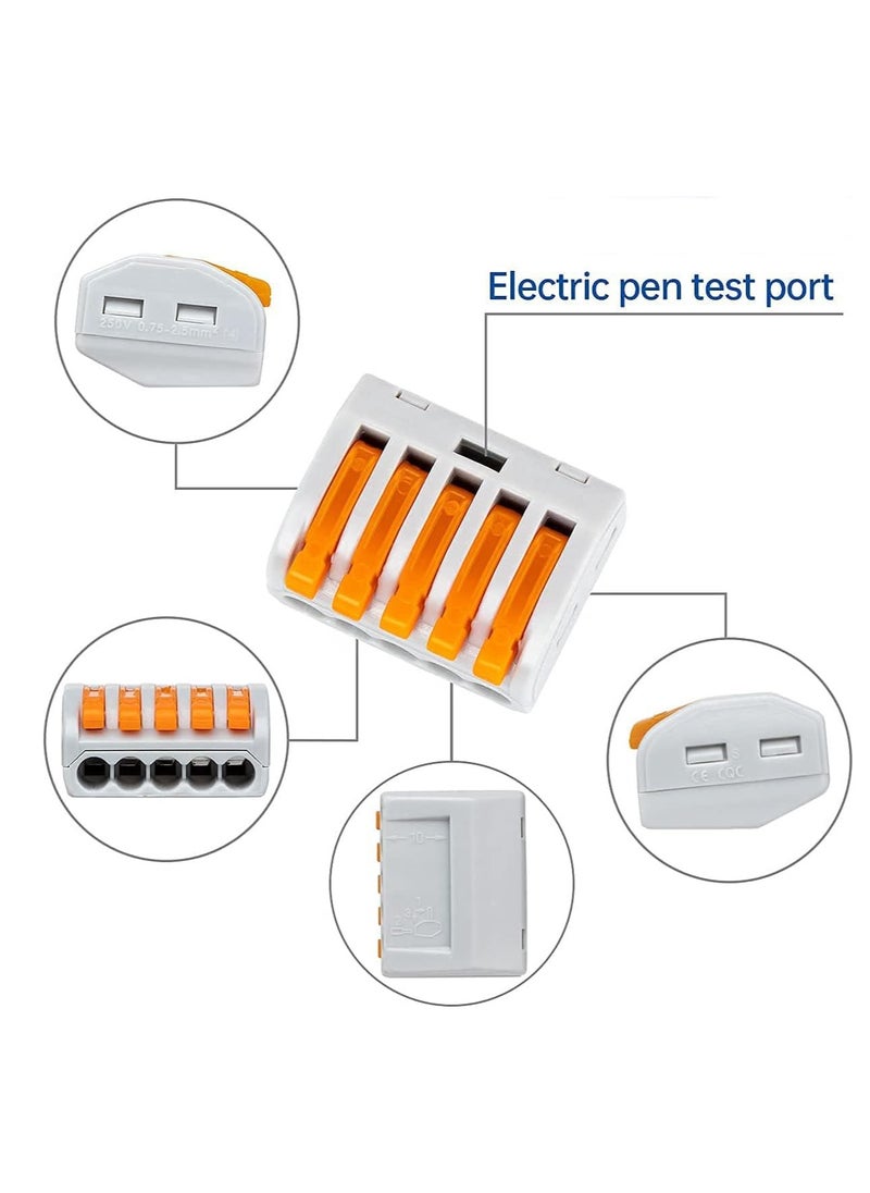 KASTWAVE - 141Pcs Lever Wire Connectors, Compact Splicing Conductor Connector for Solid Stranded Flexible Wires 28-12 AWG Orange - Image 1