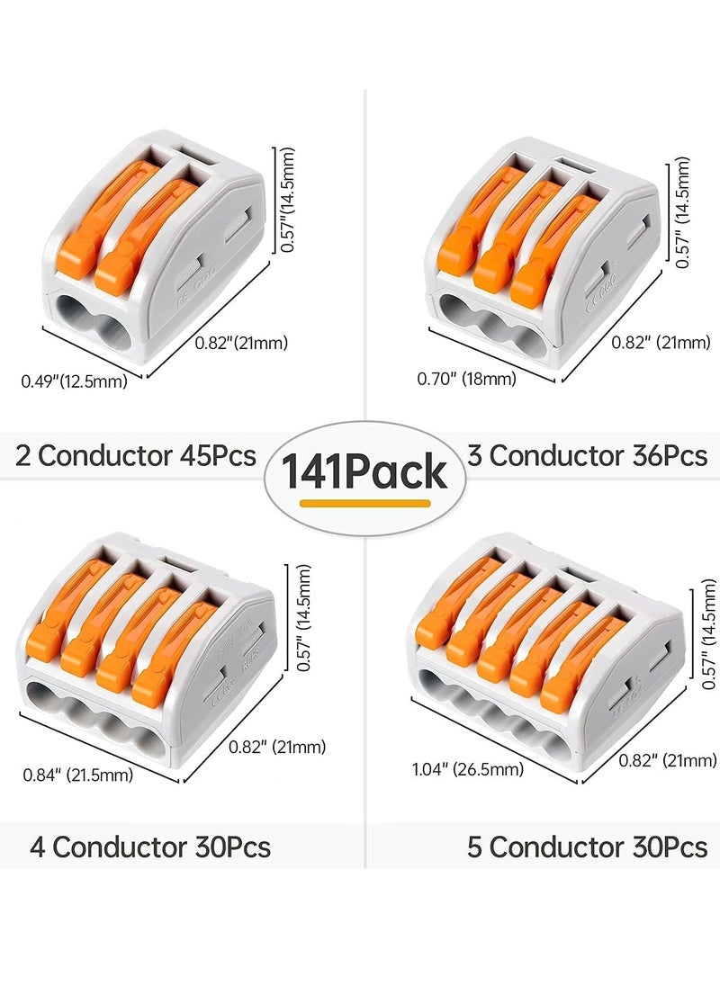 KASTWAVE - 141Pcs Lever Wire Connectors, Compact Splicing Conductor Connector for Solid Stranded Flexible Wires 28-12 AWG Orange - Image 1