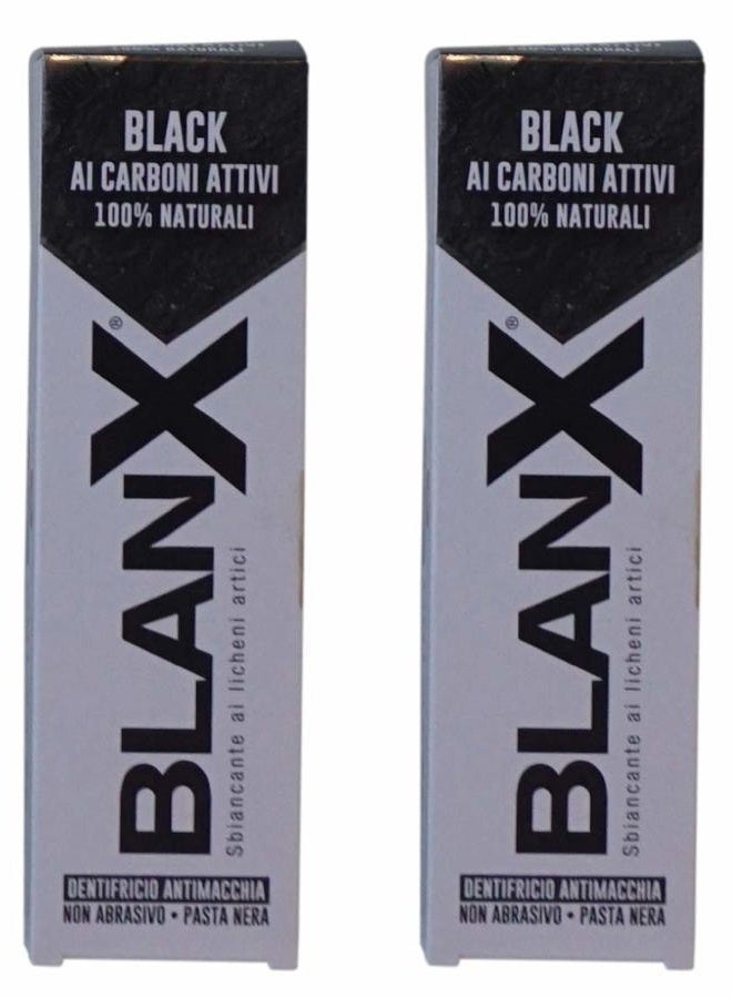 BlanX:"Black" Whitening Black Toothpaste - 2.54 Fluid Ounces (75ml) Tube (Pack of 2) [ Italian Import ] - Image 1