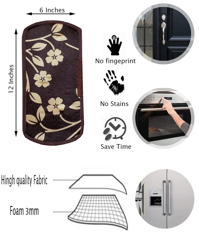 KANUSHI Industries® Fridge Covers/Refrigerator Cover + 1 Pc Handle Cover + 1 Pc Microwave/Oven Cover for Top (Color- Brown)(Copy-FRI+Micro-Brown-Raj+1 Handle) - Image 4