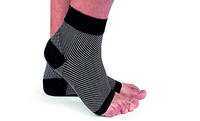 QUADA Ankle Compression Sleeve,Nano Silicone Sock Arch&Ankle Support For Men&Women(1 Pair),Medical Foot&Ankle Brace For Running,Injury Recovery,Heel&Achilles Tendonitis Pain Relief(Black),Free Size - Image 1
