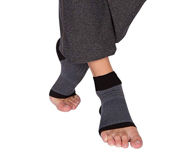 QUADA Ankle Compression Sleeve,Nano Silicone Sock Arch&Ankle Support For Men&Women(1 Pair),Medical Foot&Ankle Brace For Running,Injury Recovery,Heel&Achilles Tendonitis Pain Relief(Black),Free Size - Image 2
