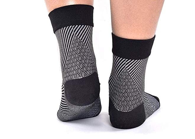 QUADA Ankle Compression Sleeve,Nano Silicone Sock Arch&Ankle Support For Men&Women(1 Pair),Medical Foot&Ankle Brace For Running,Injury Recovery,Heel&Achilles Tendonitis Pain Relief(Black),Free Size - Image 3