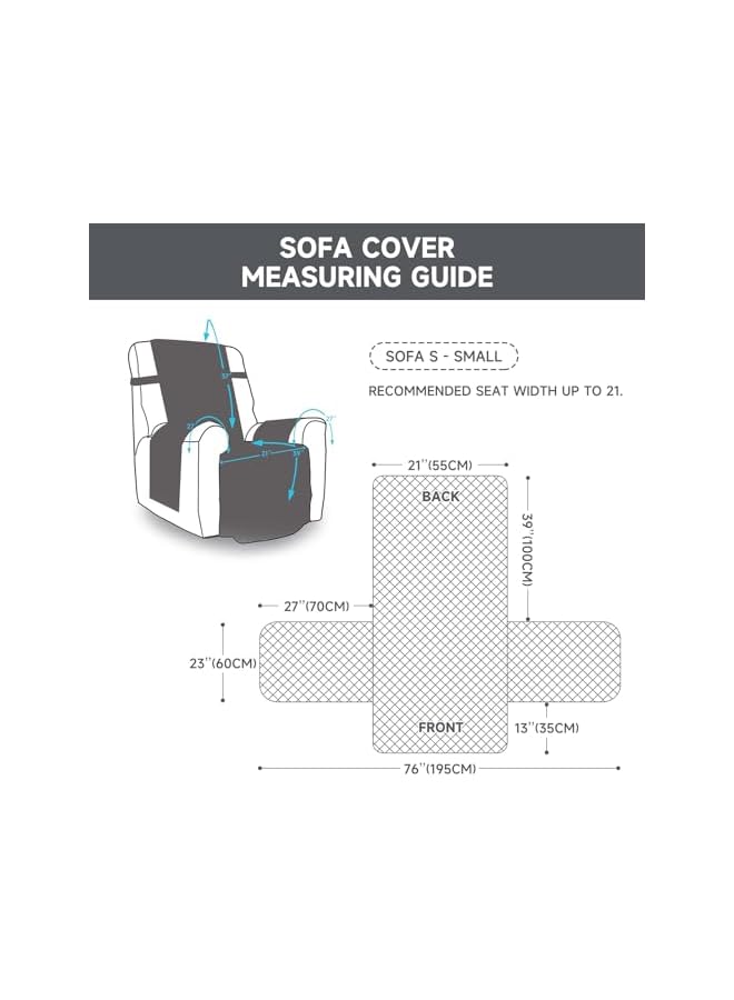 The Bros Sofa Cover, High Stretch Sofa Slipcover Elastic Fabric Couch Cover with Non Skid Foam and Elastic Bottom, Suitable for 1/2/3/4 Seater (Grey, 1 Seater 21-76 In) - Image 5