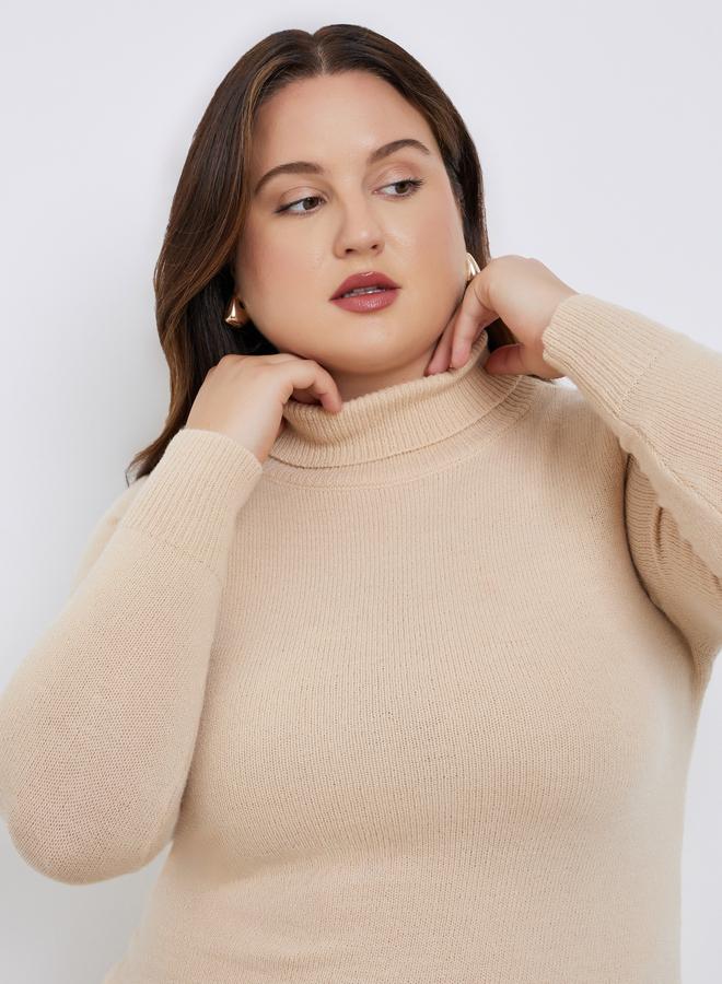 Styli Plus Size Turtle Neck Knit Sweater Maxi Dress - Image 3