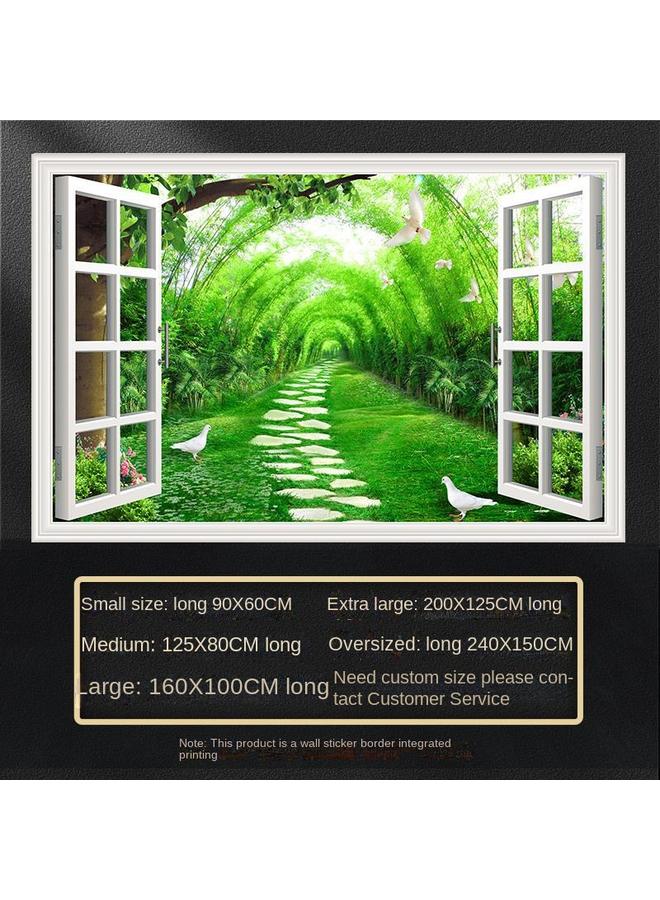 Bluejw Fake Window Self-adhesive 3D Wall Stickers Living Room Decorative Painting Bedroom Landscape Nature Waterproof Wall Stickers Wallpaper - Image 1