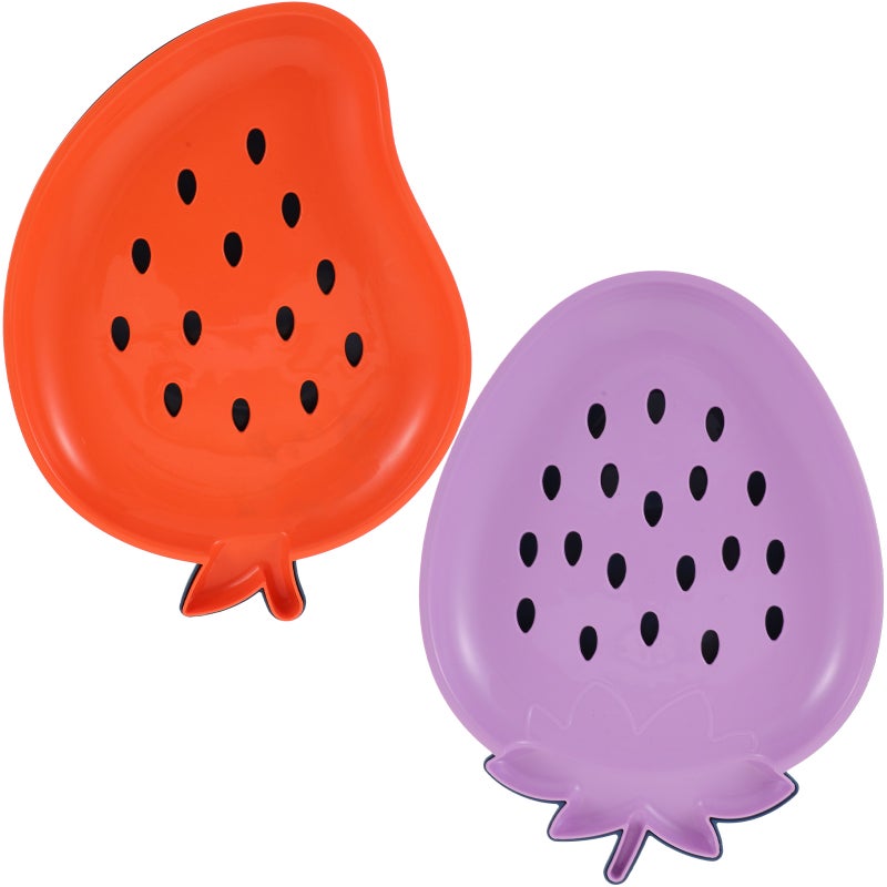 2Pcs Double-layer Fruit Drain Plates Fruit Washing Plates Adorable Shape Fruit Serving Plates - Image 1