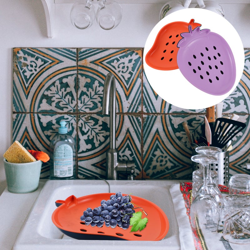 2Pcs Double-layer Fruit Drain Plates Fruit Washing Plates Adorable Shape Fruit Serving Plates - Image 5