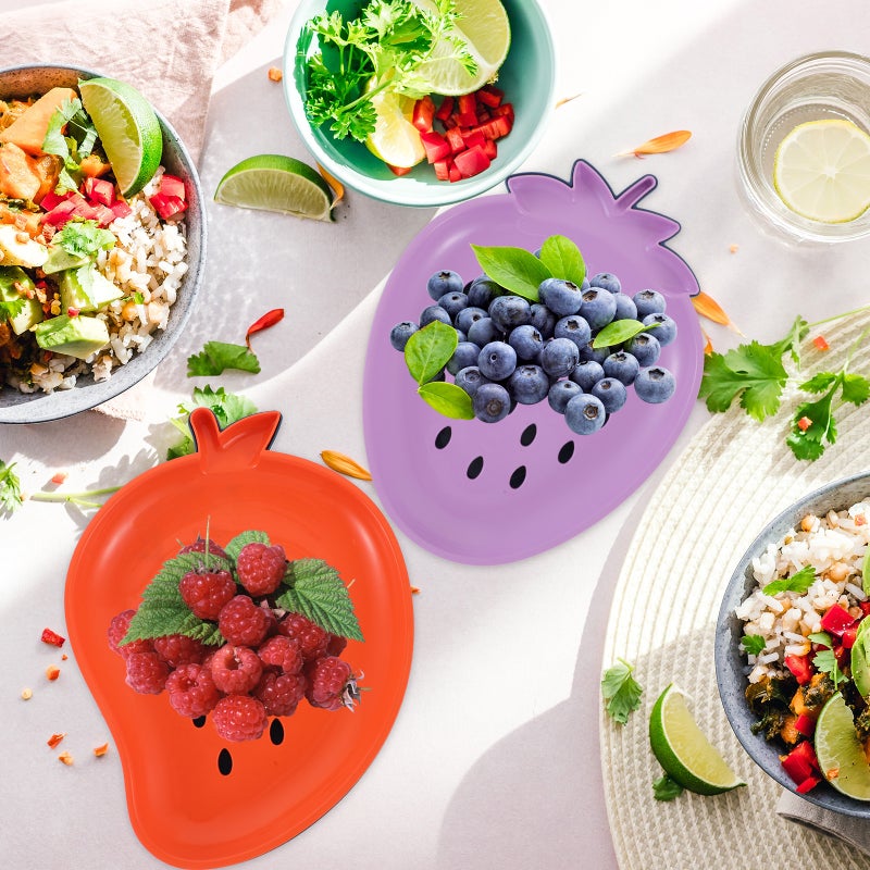 2Pcs Double-layer Fruit Drain Plates Fruit Washing Plates Adorable Shape Fruit Serving Plates - Image 3