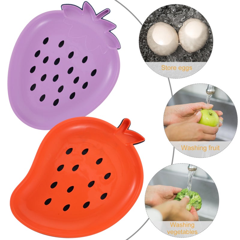 2Pcs Double-layer Fruit Drain Plates Fruit Washing Plates Adorable Shape Fruit Serving Plates - Image 2