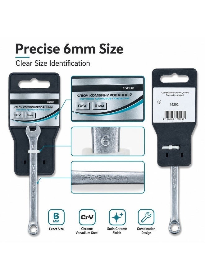 6mm Combination Wrench, Chrome Vanadium Steel Open End & Ring Spanner For Nuts, Bolts, Automotive Repair, Home DIY, Garage & Workshop Use - Image 2