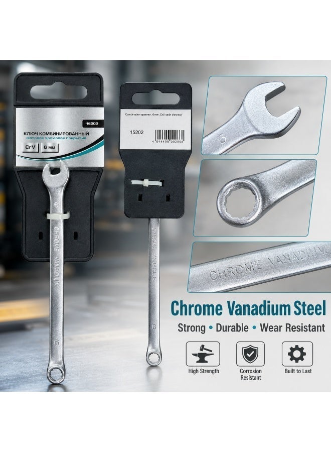 6mm Combination Wrench, Chrome Vanadium Steel Open End & Ring Spanner For Nuts, Bolts, Automotive Repair, Home DIY, Garage & Workshop Use - Image 4