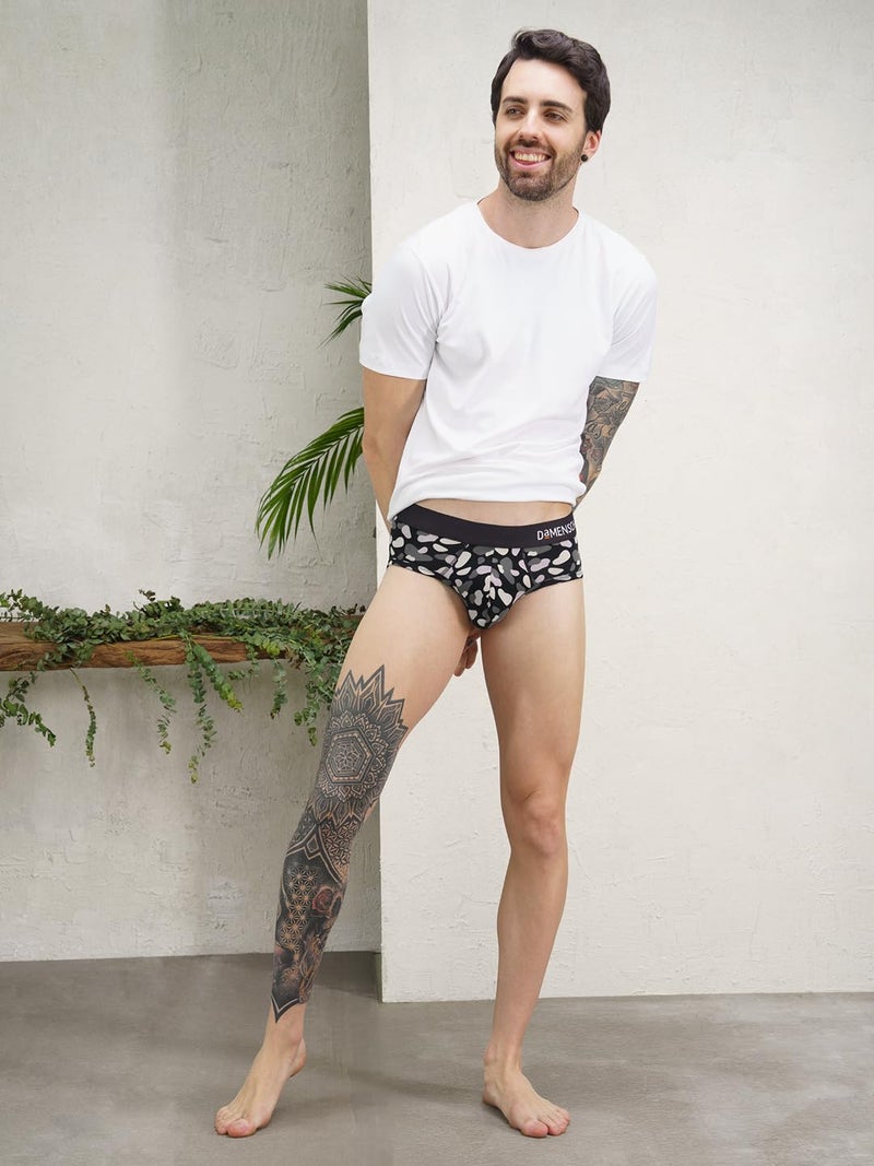 DAMENSCH Men Deo-Soft Supima Modal Briefs-Pack of 2-Breezy Black, Misty Blue-Small - Image 3