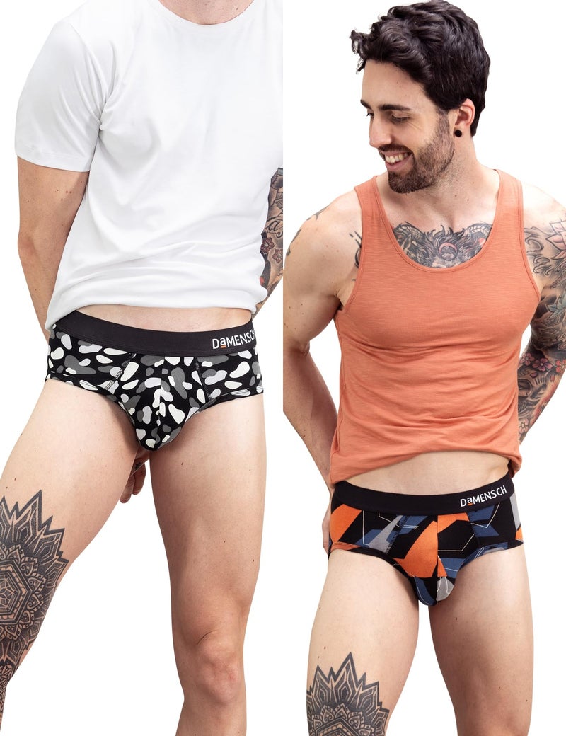 DAMENSCH Men Deo-Soft Supima Modal Briefs-Pack of 2-Breezy Black, Misty Blue-Small - Image 1