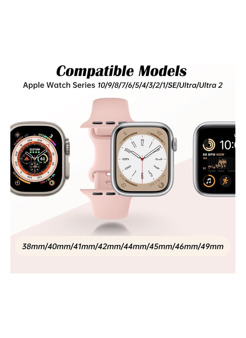 5 Pack Silicone Straps Compatible with Apple Watch Straps 38mm 40mm 41mm 42mm(Series 10) Women Men, Upgraded Soft Sport Straps Replacement Watch Bands for iWatch Series 10 9 8 7 6 5 4 3 2 1 SE